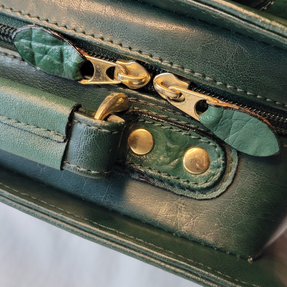 Vintage Belle Rose Elegant Green Leather Women's Bag - Picture 12 of 13